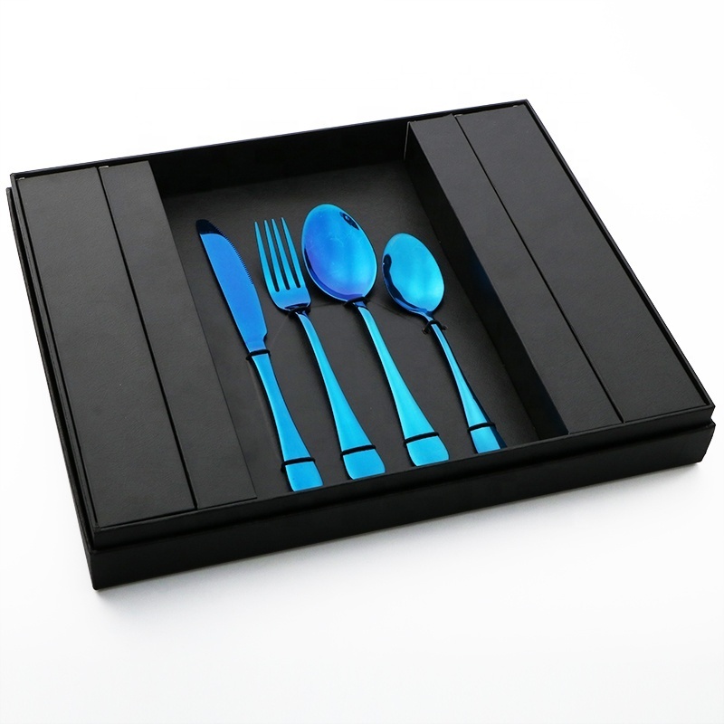 24 Piece Plated Cutlery Set Stainless Steel Flatware Spoon Forks Knives Cutlery With Box