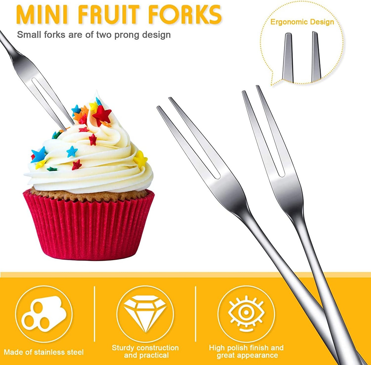 Wholesale Custom Eco Friendly Fruit Fork Knife Metal Titanium Stainless Steel Fruit Fork