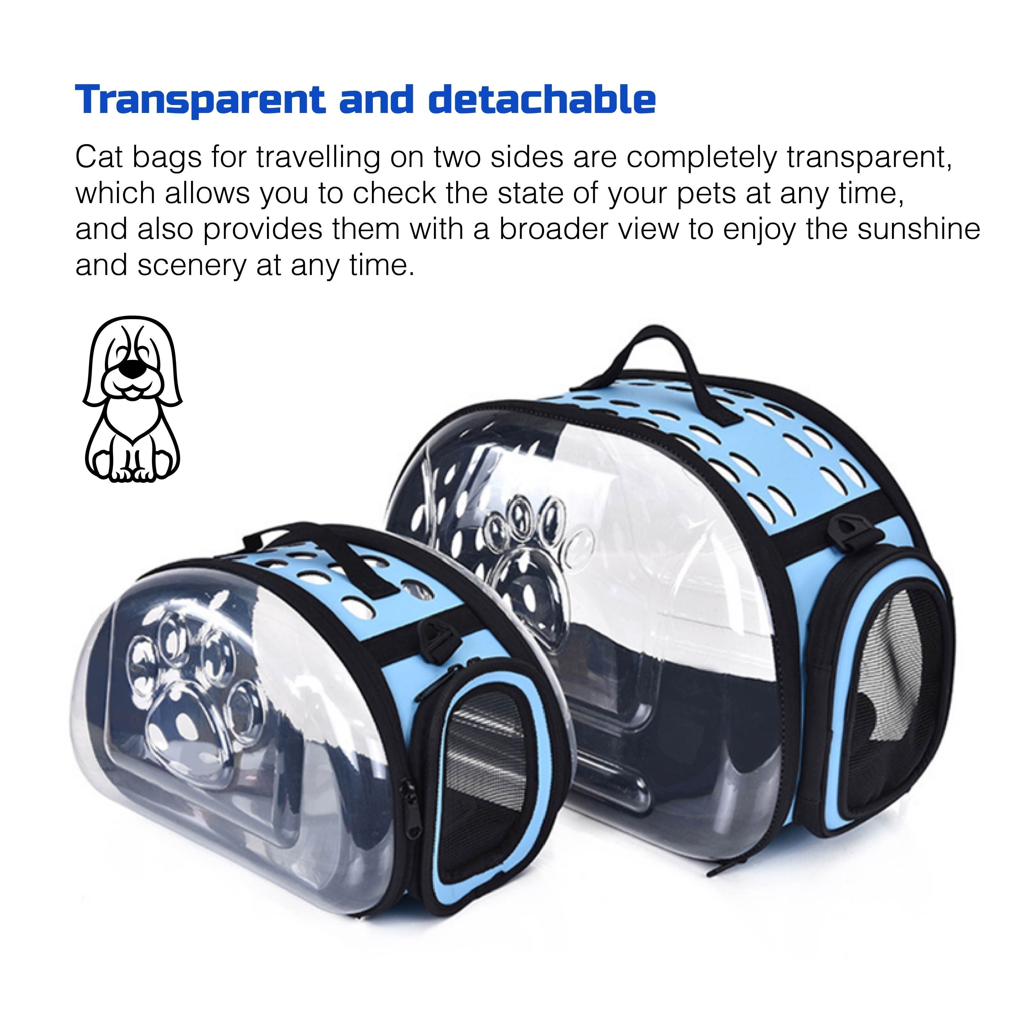 transparent pet foldable cat carrier bag  potable pet puppy transport carrier