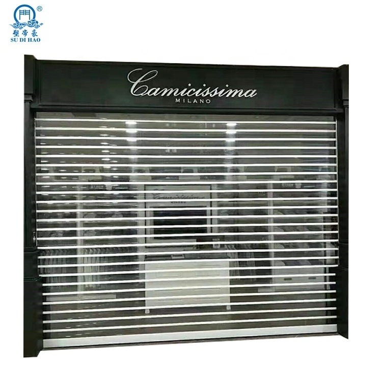 Wholesale crystal slats roll up automatic gate transparent polycarbonate coils roller shutter door accordion sliding door