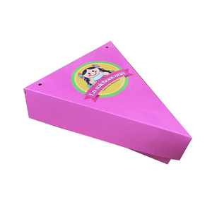 Custom Logo Printed Takeaway Paperboard Triangle Fruit Pie Cheese Cake Packaging Box Pizza Slice Box