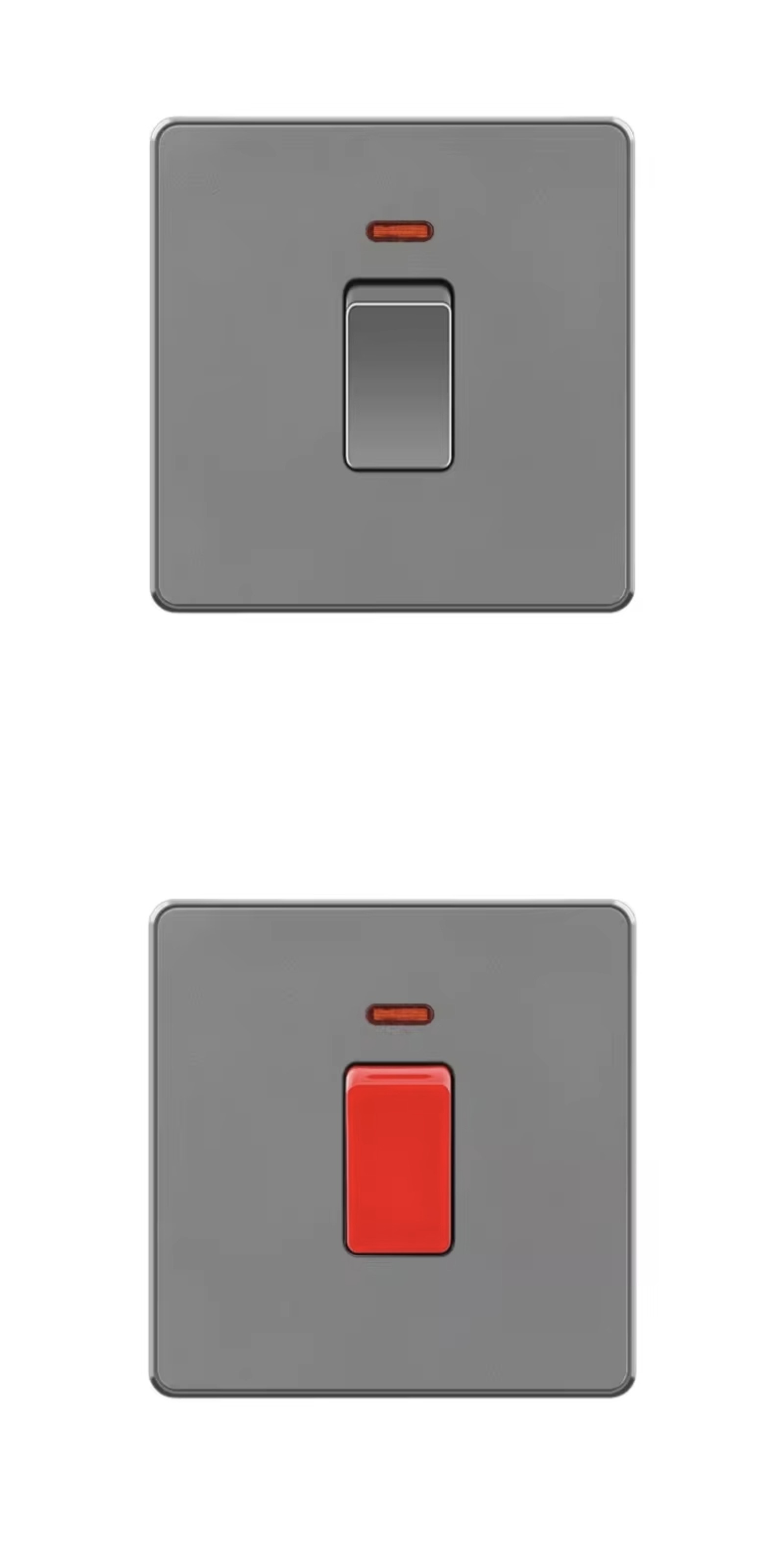 UK Standard 1Gang 3Way Electrical Switch Socket, Large Plate Grey Wall Switch with 13Amp USB C Socket, British African