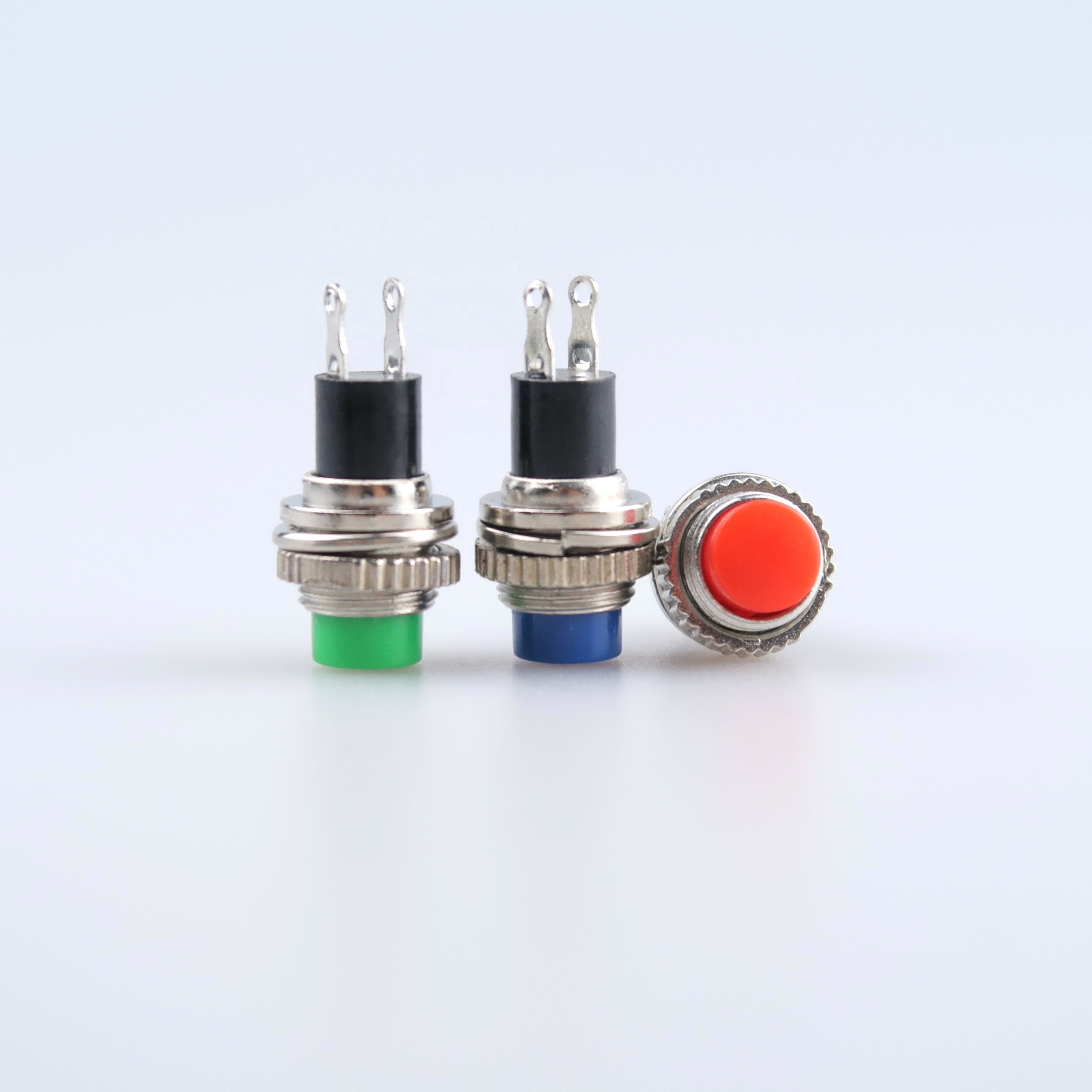 DS-314/316Red Green Blue Black Yellow Panel Mount Round Normal Open NO 10mm Momentary OFF-(ON) Push button Switches DS-314/316