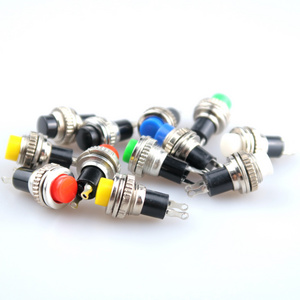 DS-314/316Red Green Blue Black Yellow Panel Mount Round Normal Open NO 10mm Momentary OFF-(ON) Push button Switches DS-314/316