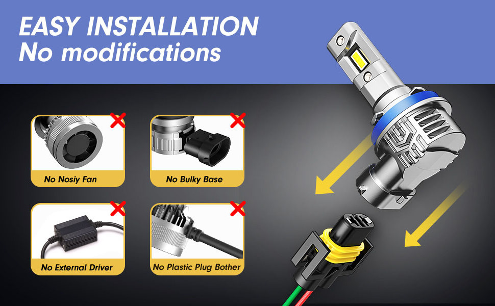 2024 best h4 h7 led headlights bulb car light 30w 8000lm H4 H7 H11 H13 H15 H16 fanless led headlight