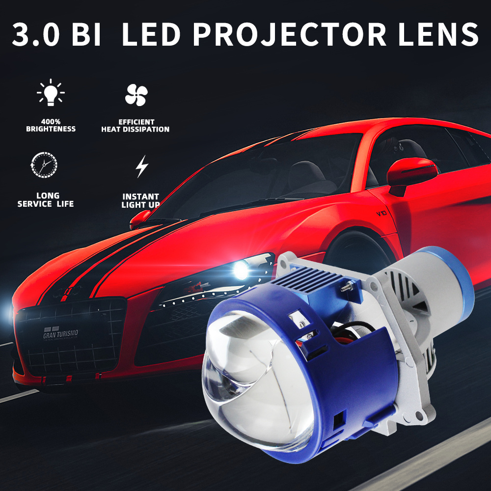 Wholesale 3.0inch Bi Led Projectors 60w 6000k H4 Double Reflector Headlight Led Projector Laser Lens Retrofit Kit