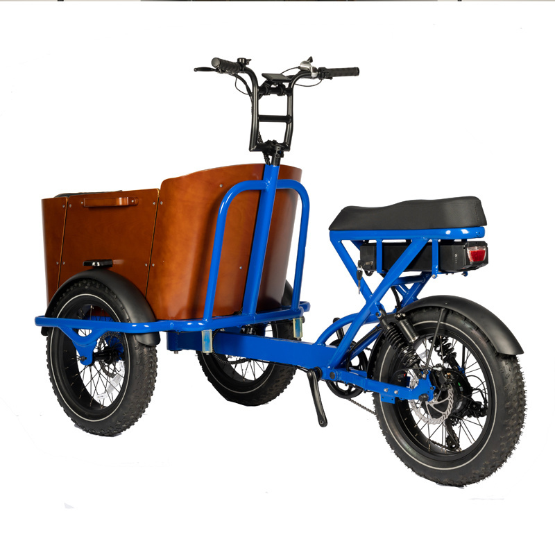 2024 OEM ODM Three Wheels Big Battery Powerful 250W 500W Motor Electric Trike Fat Tire 3 Wheel Electric Tricycle Delivery