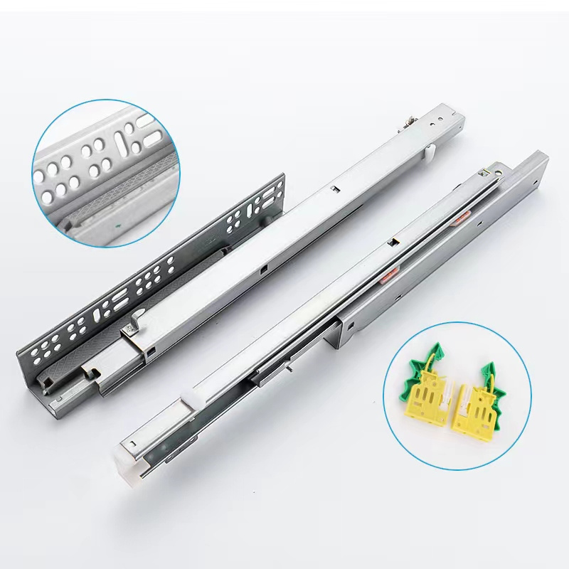 Telescopic Drawer Slide 27 Width 350mm Undermount Metal Taiming Ball Bearing Snap On Drawer Slides