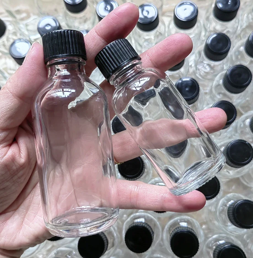 2oz Small Clear Glass Bottles with Lids for Liquids, Tiny Short Jars with Caps Mini Glass Juice Bottles for Potion, Ginger Shots