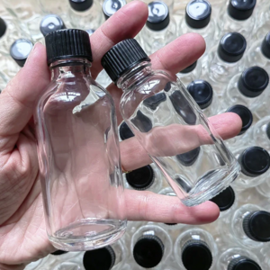 2oz Small Clear Glass Bottles with Lids for Liquids, Tiny Short Jars with Caps Mini Glass Juice Bottles for Potion, Ginger Shots