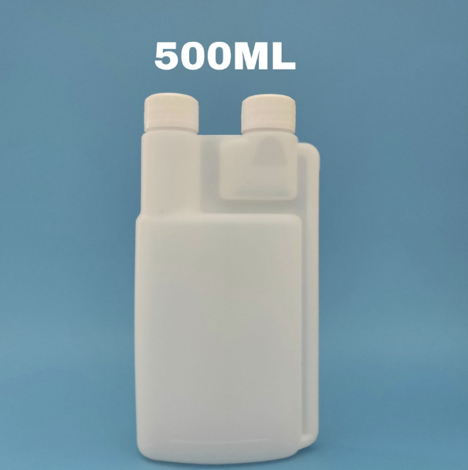 Liquid Dispenser Measure Dosing Hdpe Double Chamber Plastic Twin Neck Bottle