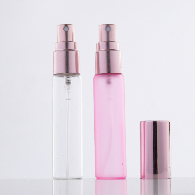 10ml pink full cover transparent frosted pink perfume bottle