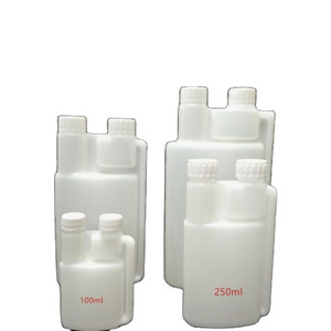 Essential Oil Container 250 ml 500 ml 1000 ml Dosing Measuring Plastic Two Dual Chamber HDPE Double Twin Neck Bottle