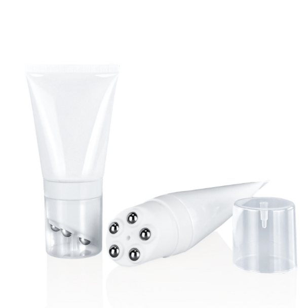 50g bright white cosmetic tube five stainless steel ball massage body lotion divided into empty bottle