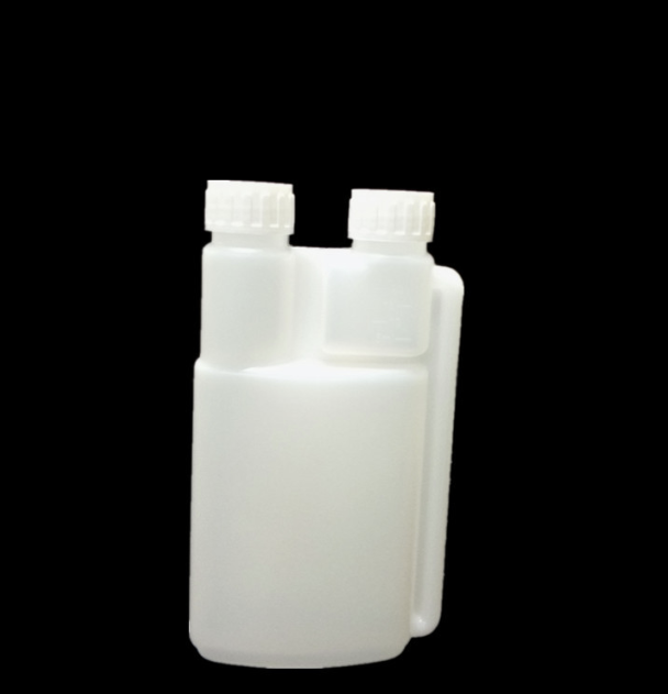 Essential Oil Container 250 ml 500 ml 1000 ml Dosing Measuring Plastic Two Dual Chamber HDPE Double Twin Neck Bottle