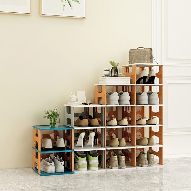 Shoe cabinet thickening and height multilayer book storage rack household finishing can be stacked storage shoe rack