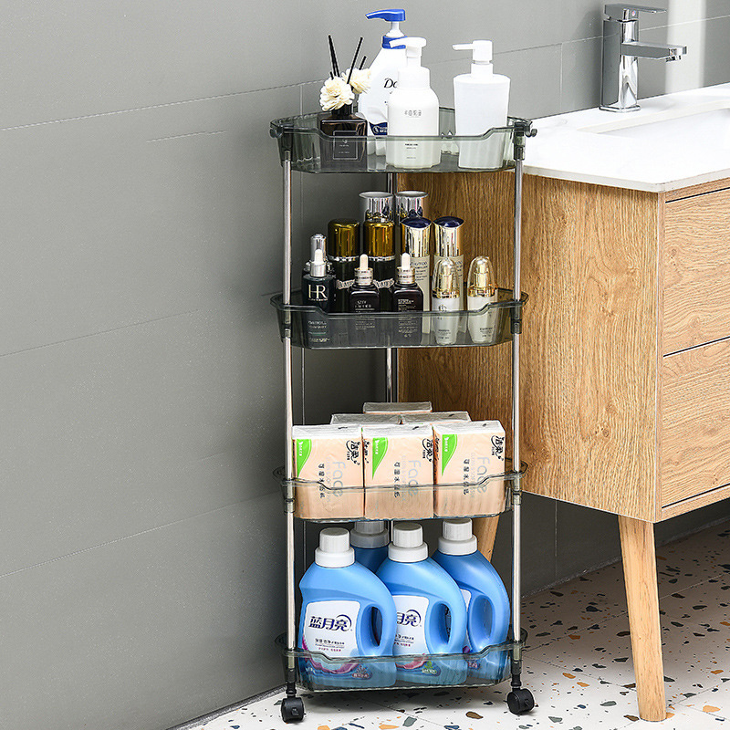 Portable bathroom shelving Floor to ceiling toilet Washroom Corner triangle storage shelf Two level shelving