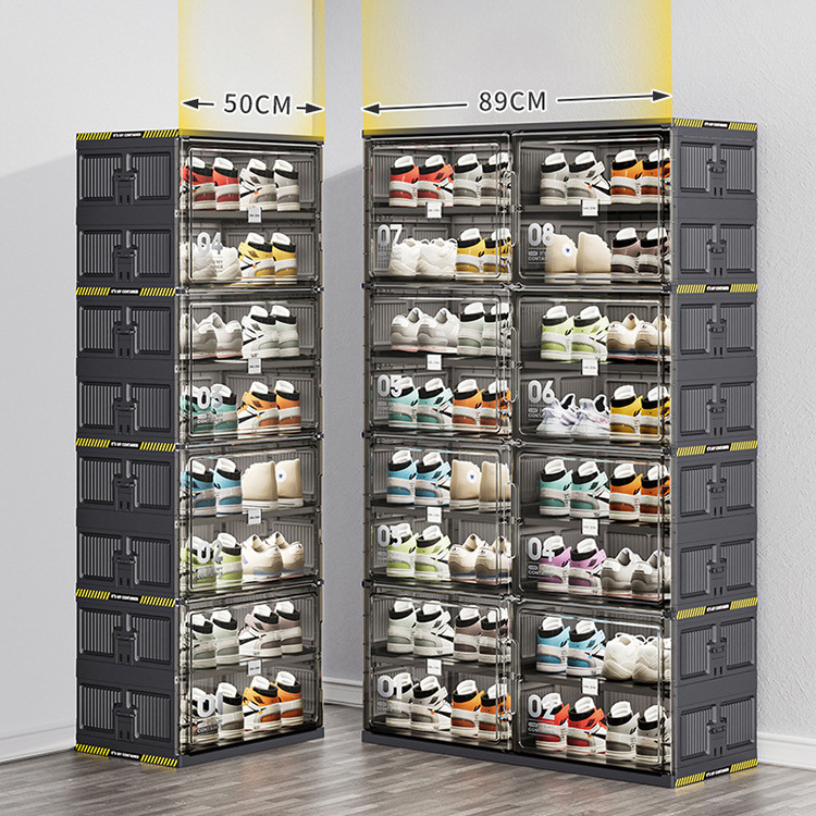 Double row 6 floors 6 door shoe cabinet can hold 24 pairs of shoes Home storage display cabinet Folding shoe rack with door