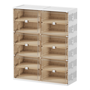 Double row 6 floors 6 door shoe cabinet can hold 24 pairs of shoes Home storage display cabinet Folding shoe rack with door