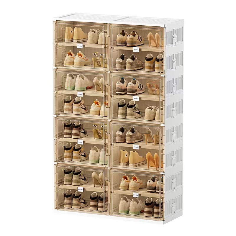 Double row 6 floors 6 door shoe cabinet can hold 24 pairs of shoes Home storage display cabinet Folding shoe rack with door