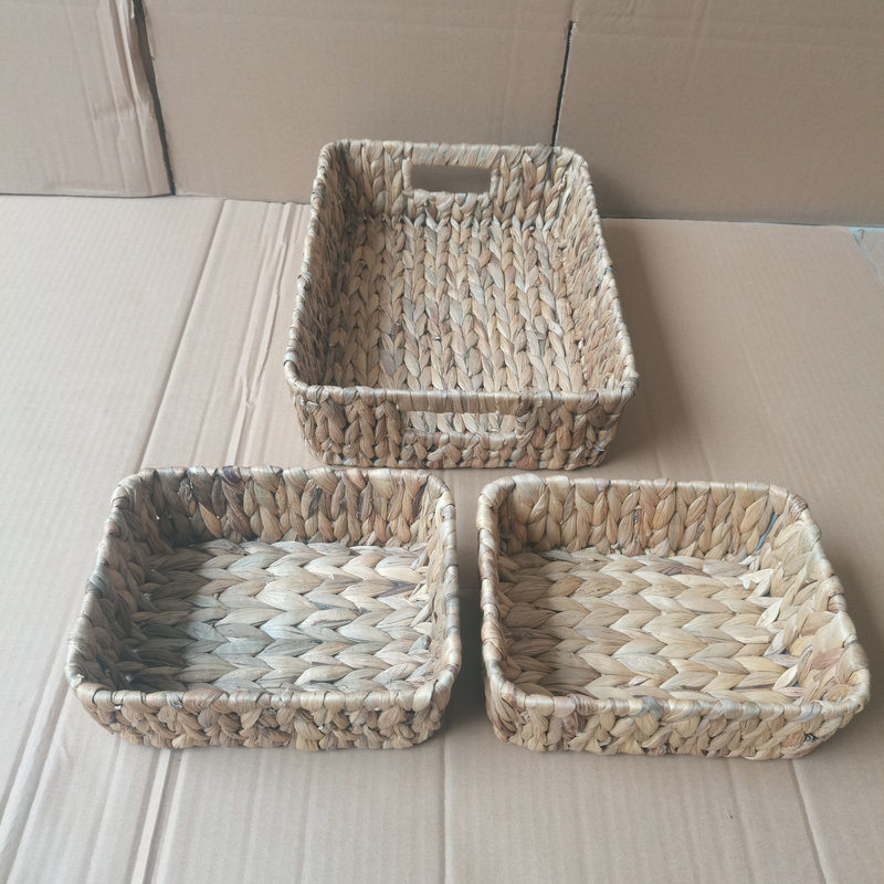 Simple quadrate grass flower pot woven  basket green plant pot household debris storage basket