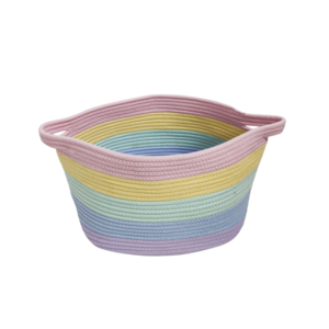 Rainbow Large Tall Cotton Rope Woven Storage Baskets,Throw Blanket Storage Basket for Living Room,Home Decorative Storage