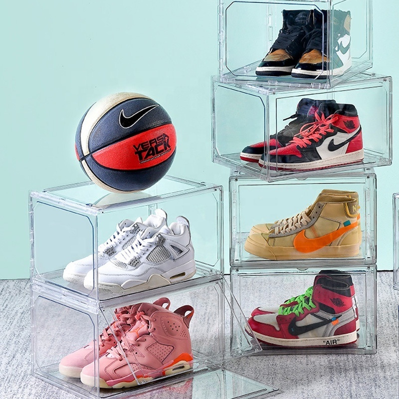 Led light Acrylic transparent magnetic giant shoe storage box