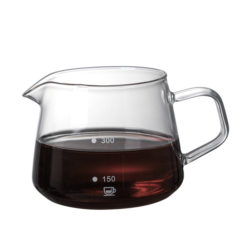 Hot sale Glass Coffee Server Pour out Coffee Decanter 300ML 600ML Transparent Glass Coffee Pot