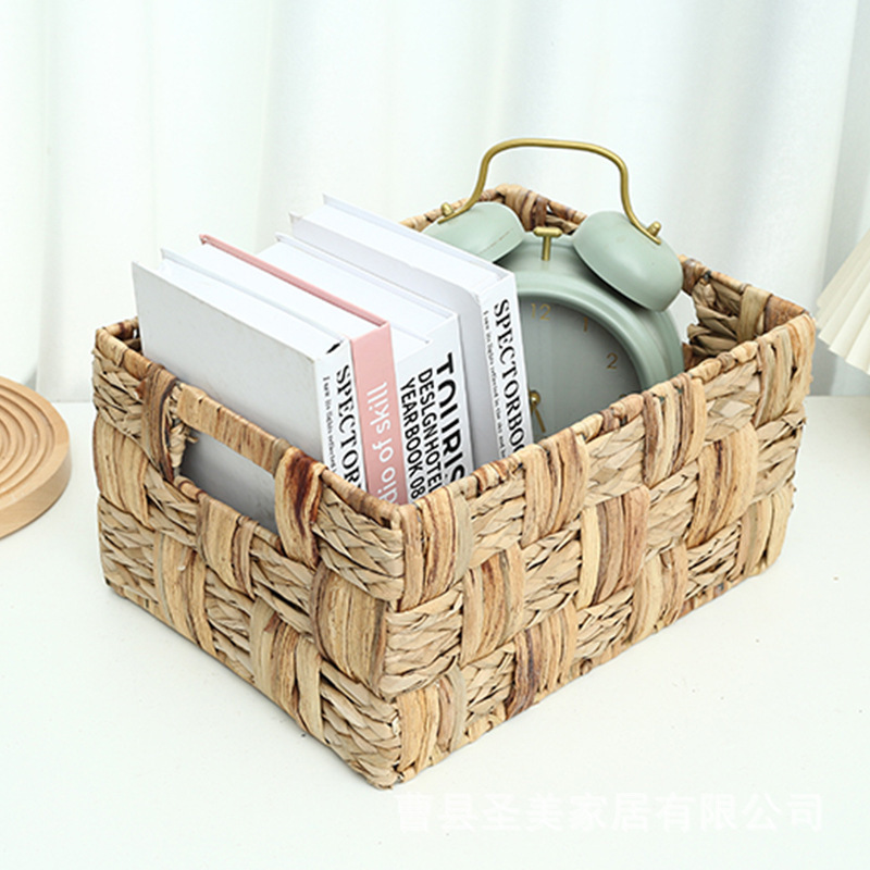 Simple quadrate grass flower pot woven  basket green plant pot household debris storage basket