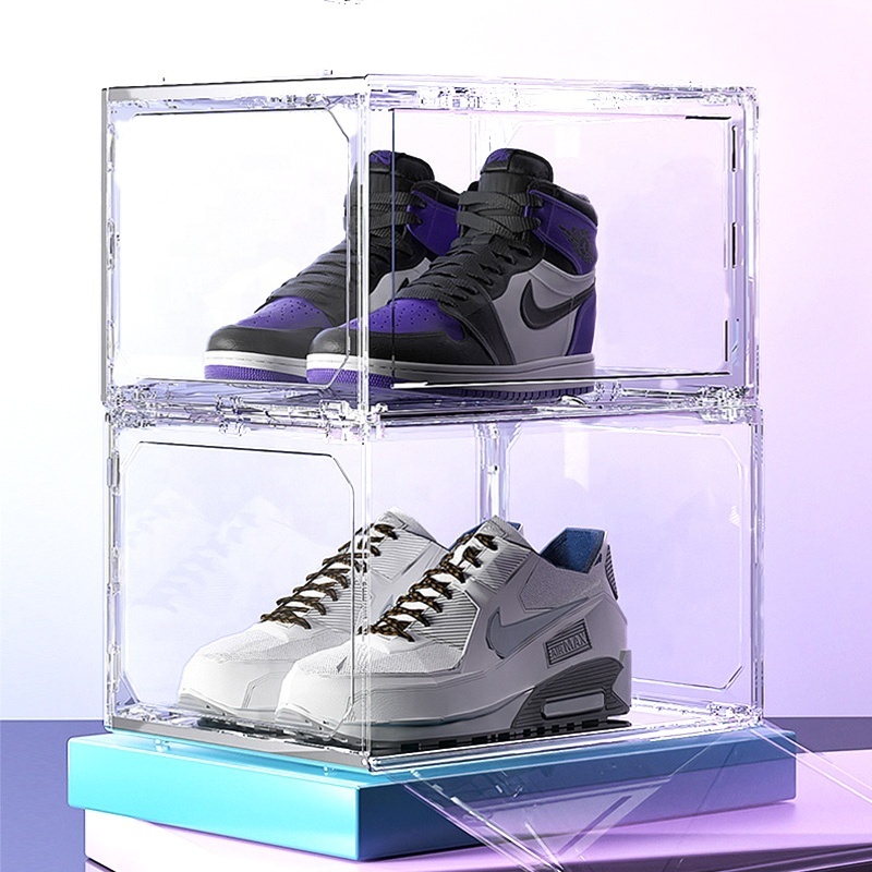 Led light Acrylic transparent magnetic giant shoe storage box