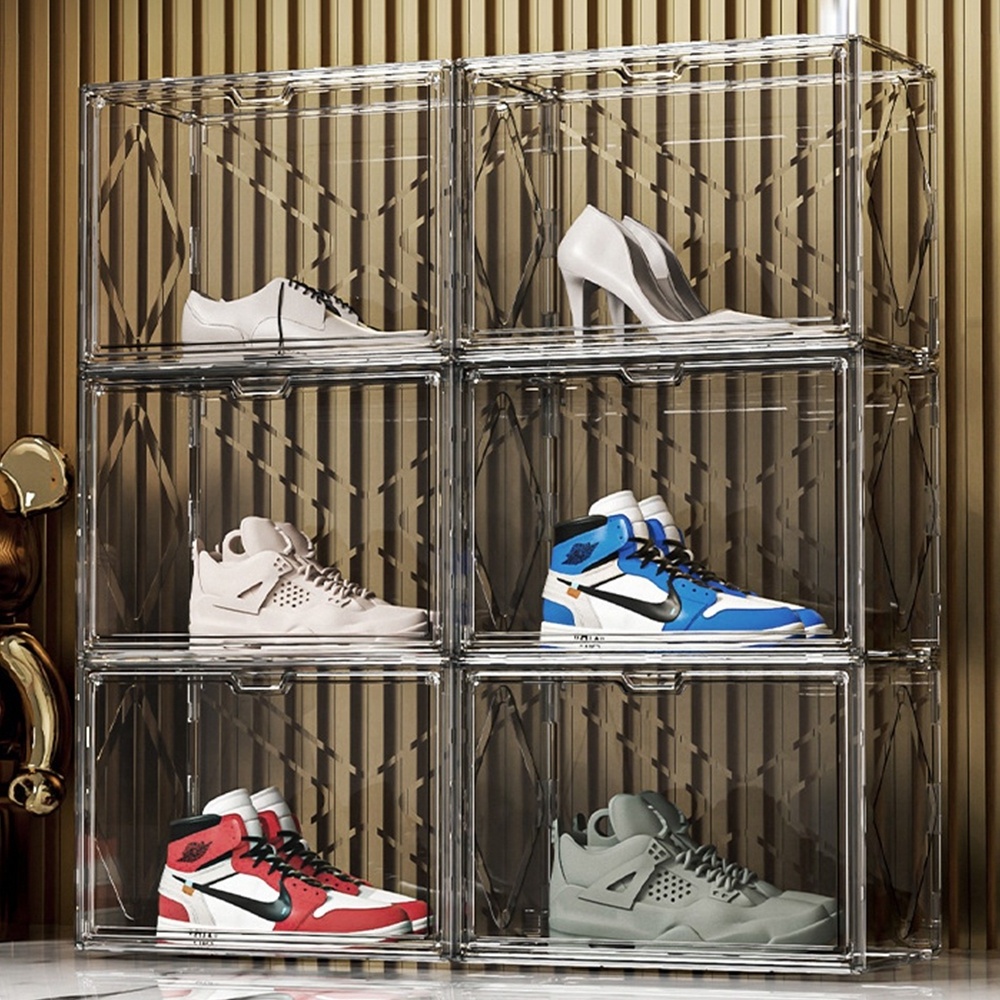 Hot Sell Plastic Clear Sneaker Organizer Transparent Shoe Storage Box For Home Organization Shoe Storage