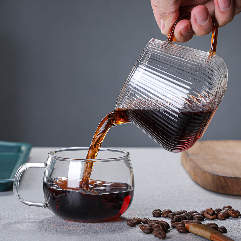 Striped glass coffee maker Share pot Household pour-over glass