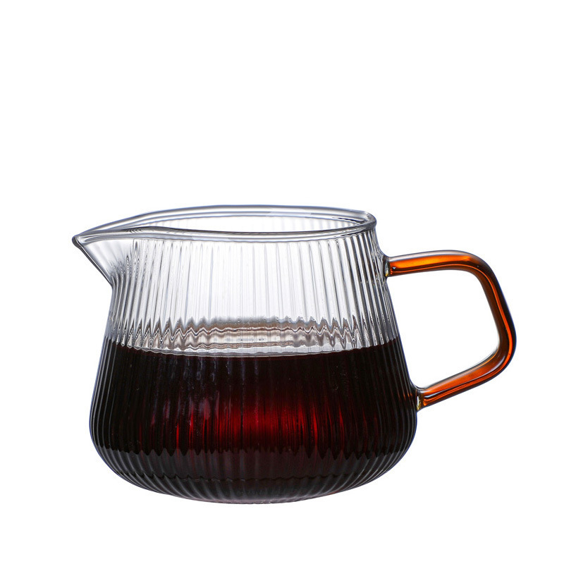 Striped glass coffee maker Share pot Household pour-over glass