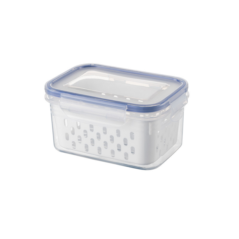 Household transparent double plastic crisper Sealed kitchen drain basket Refrigerator food storage box