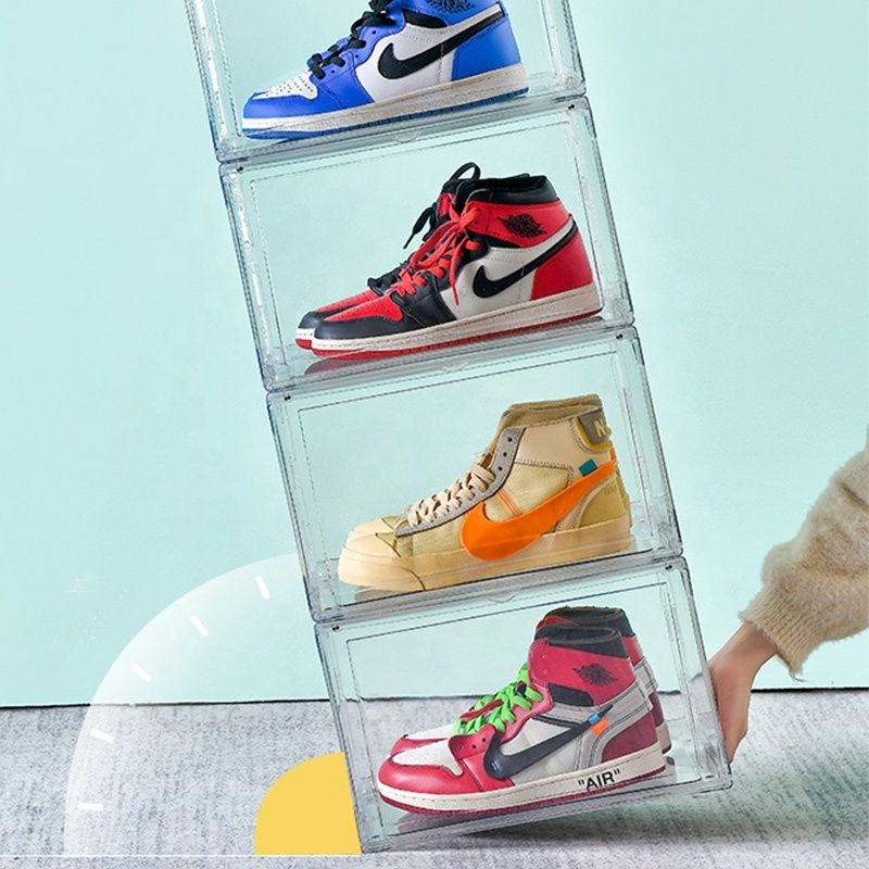 Led light Acrylic transparent magnetic giant shoe storage box