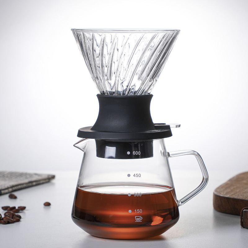 Hot sale Glass Coffee Server Pour out Coffee Decanter 300ML 600ML Transparent Glass Coffee Pot