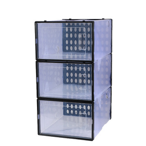 Hot Selling Clear Shoe Storage Box Organizers Transparent Stackable Cheap Double-frame Space Saving Shoe Box