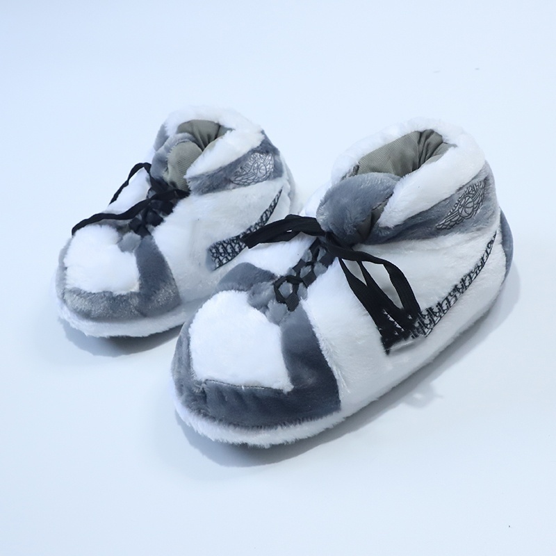 fuzzy Black Red Blue White Gray Green Yellow Sports Style Soft cozy Fluffy Plush Cotton Sneaker Slippers