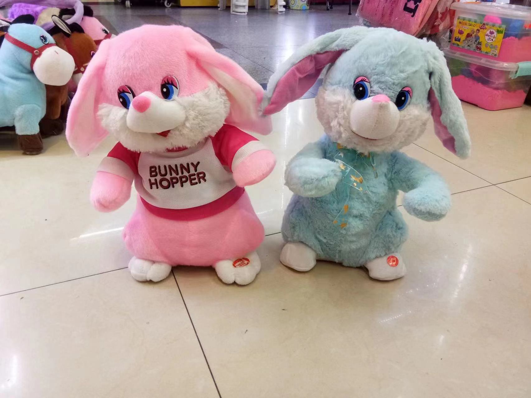 plush Stuffed Animals  Cute long eared Electric shake Music Baby bunny hopper Dancing Rabbit Plush Toys for kids children