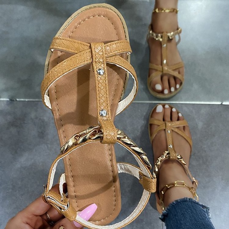 Luxury Woman Dress Sandals Bulk Wholesales Ankle Strap Ladies PU Sandals Teens Summer Beach Sandal Girls Women's Casual Shoes