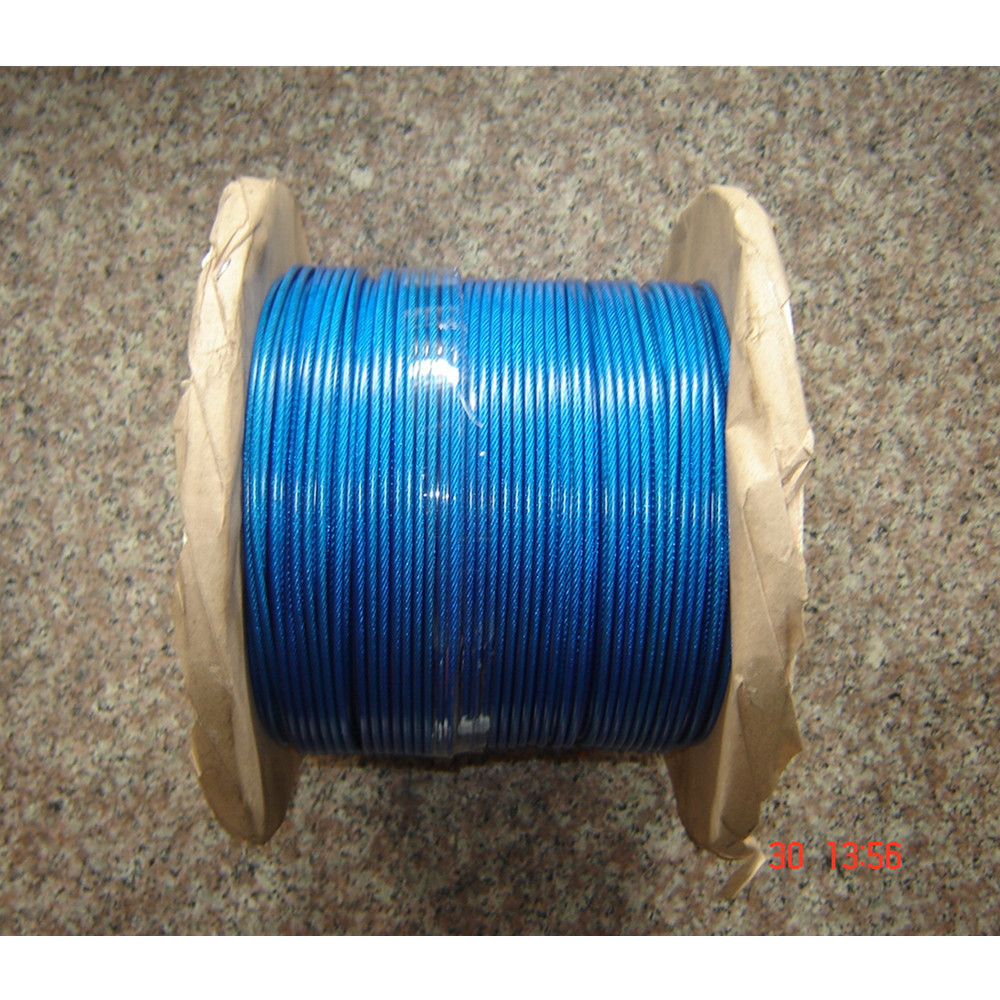 Customized 6*7+FC  3mm Red/Blue/Black PVC /Vinyl coated steel wire rope