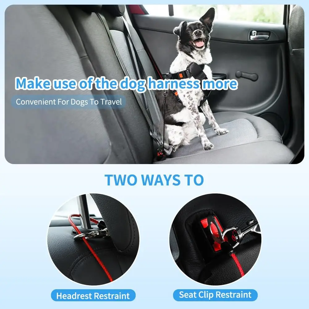 Dog Seat Belt Harness for Car Dog Seat belt of Coated Wire Leash Safety Restraint  Vehicle Dog Accessories