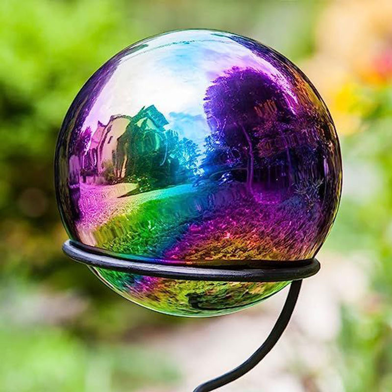 Outdoor Landscape Decoration Metal Sphere Polished Mirror Customized Size Reflective Rainbow Gold Stainless Steel Hollow Balls