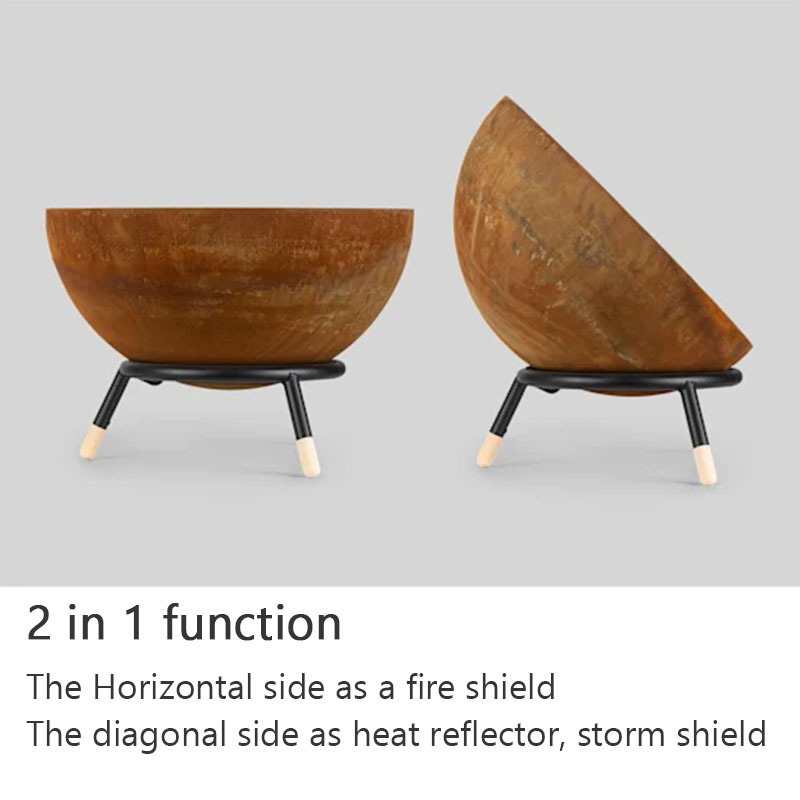 Steel Wood Burning Globe Firepits Hemisphere Patio Heater 60cm Fire Bowl Garden Warming Outdoor Fire Pit Bowl Set With Stand