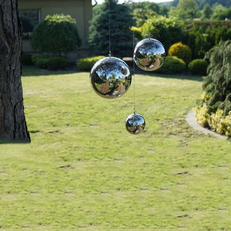 Mirror Polished Large Hanging Stainless Steel Hollow Metal Round Sphere Reflective Colored Garden Event Decoration Gazing Balls