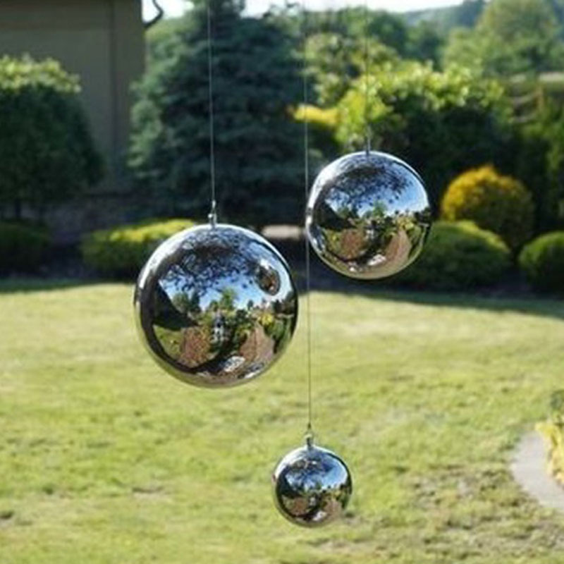 Mirror Polished Large Hanging Stainless Steel Hollow Metal Round Sphere Reflective Colored Garden Event Decoration Gazing Balls