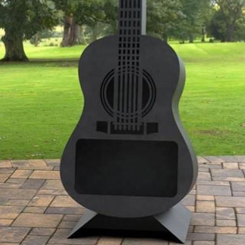 Portable Garden Guitar Outdoor Indoor Fire Pit Fireplace Heater Fire Corten Steel Warm Wood Burning Wood Heating Stove Fire Pit