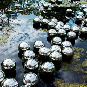 Outdoor Mirror Polished Hollow Decoration Round Sphere Decorative Garden Water Floating Glowing Gazing Stainless Steel Balls