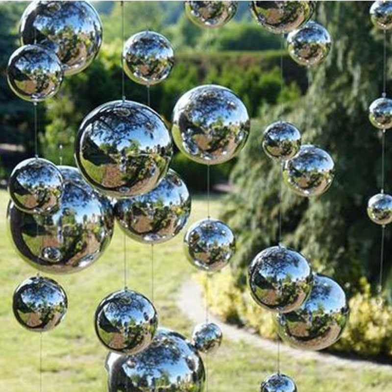 Mirror Polished Large Hanging Stainless Steel Hollow Metal Round Sphere Reflective Colored Garden Event Decoration Gazing Balls