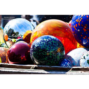 Modern hand blown art multicolored murano solar light chihuly glass float hollow ball garden decor large decorative glass balls